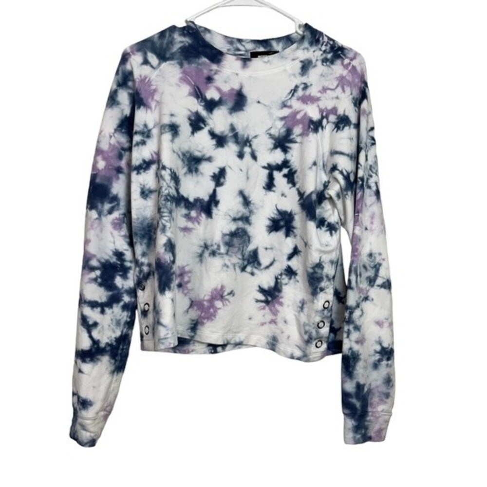 Monrow Purple Blue Tie Dye Crewneck Sweater Size S Women